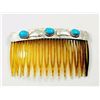 Image 2 : Old Pawn Navajo Turquoise Hair Combs Pair Sterling
