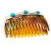 Image 5 : Old Pawn Navajo Turquoise Hair Combs Pair Sterling