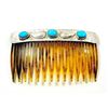 Image 6 : Old Pawn Navajo Turquoise Hair Combs Pair Sterling