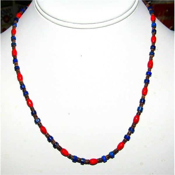 Santo Domingo Rolled Shell Coral Lapis Heishi Choker