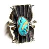 Image 1 : Navajo Tufa Cast Kingman Turquoise Ring Sz 8 Kevin