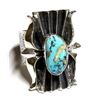 Image 2 : Navajo Tufa Cast Kingman Turquoise Ring Sz 8 Kevin