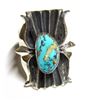 Image 3 : Navajo Tufa Cast Kingman Turquoise Ring Sz 8 Kevin