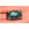 Image 5 : Navajo Tufa Cast Kingman Turquoise Ring Sz 8 Kevin