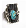 Image 6 : Navajo Tufa Cast Kingman Turquoise Ring Sz 8 Kevin