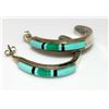 Image 1 : VTG Navajo Turquoise Inlay Hoop Earrings 1 1/4"