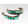 Image 2 : VTG Navajo Turquoise Inlay Hoop Earrings 1 1/4"