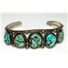 Image 1 : Old Pawn Navajo Turquoise Row Cuff Bracelet Sterling
