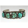 Image 2 : Old Pawn Navajo Turquoise Row Cuff Bracelet Sterling