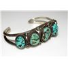 Image 3 : Old Pawn Navajo Turquoise Row Cuff Bracelet Sterling