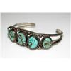 Image 4 : Old Pawn Navajo Turquoise Row Cuff Bracelet Sterling