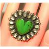 Image 4 : Navajo Cluster Heart Ring Sz 8 Emerald Valley Turquoise
