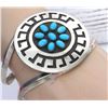 Image 8 : Massive Navajo Turquoise Cluster Bracelet Sterling