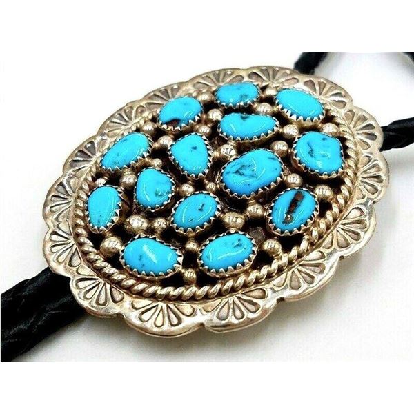 Large Old Pawn Navajo Kingman Turquoise Sterling Silver