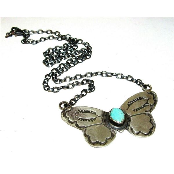 Navajo Butterfly Bar Necklace Sterling Silver Kingman