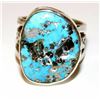 Image 1 : Navajo Kingman Turquoise Ring Size 10 Sterling Silver