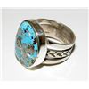 Image 3 : Navajo Kingman Turquoise Ring Size 10 Sterling Silver