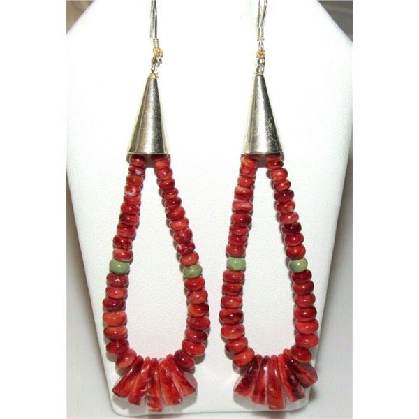 Santo Domingo Red Spiny Jacla Earrings Sterling Silver