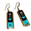Image 1 : Navajo Galaxy Design Inlay Earrings Turquoise Jet Opal