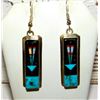 Image 2 : Navajo Galaxy Design Inlay Earrings Turquoise Jet Opal