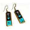 Image 3 : Navajo Galaxy Design Inlay Earrings Turquoise Jet Opal