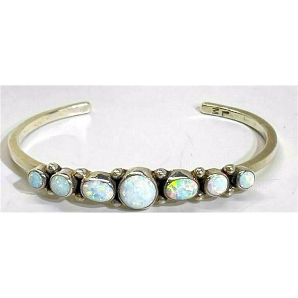 Navajo Opal Bracelet Stacker Sterling Silver Cuff
