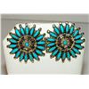 Image 4 : Navajo Turquoise Cluster Post Earrings Sterling Silver