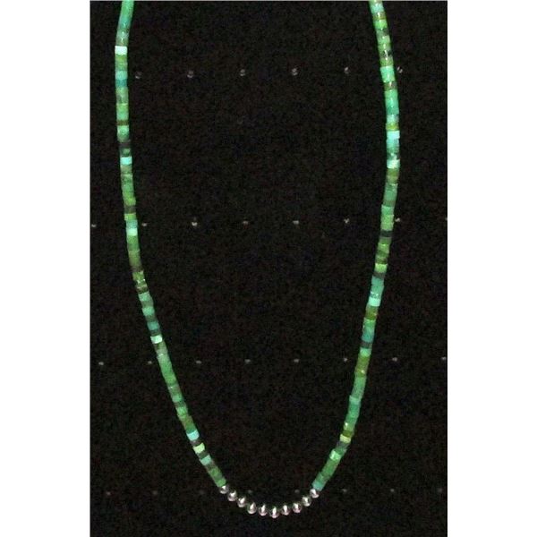 Navajo Rolled Turquoise & Sterling Beads Heishi Choker
