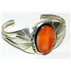 Image 2 : Navajo Orange Spiny Oyster Bracelet Sterling Silver