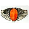 Image 3 : Navajo Orange Spiny Oyster Bracelet Sterling Silver
