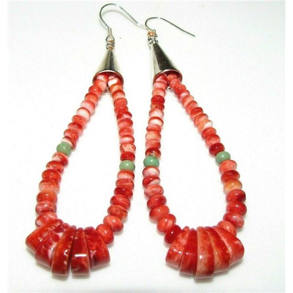 Santo Domingo Red Spiny Jacla Earrings Sterling Silver