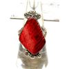 Image 2 : Navajo Red Spiny Ring Size 8 Sterling Silver Native