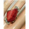 Image 6 : Navajo Red Spiny Ring Size 8 Sterling Silver Native