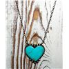 Image 2 : Navajo Large Heart Bar Necklace Kingman Turquoise