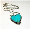 Image 6 : Navajo Large Heart Bar Necklace Kingman Turquoise