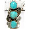 Image 1 : Navajo Royston Turquoise Cluster Ring Size 8 Sterling
