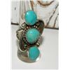 Image 2 : Navajo Royston Turquoise Cluster Ring Size 8 Sterling