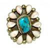 Image 1 : Navajo Turquoise MOP Cluster Ring Sz 7.5 Sterling