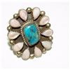 Image 2 : Navajo Turquoise MOP Cluster Ring Sz 7.5 Sterling