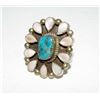 Image 3 : Navajo Turquoise MOP Cluster Ring Sz 7.5 Sterling
