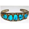 Image 1 : Old Pawn Navajo Turquoise Row Cuff Bracelet Sterling