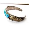 Image 3 : Old Pawn Navajo Turquoise Row Cuff Bracelet Sterling