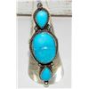 Image 1 : Navajo Turquoise Cluster Ring Size 7 Sterling Silver