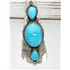 Image 2 : Navajo Turquoise Cluster Ring Size 7 Sterling Silver