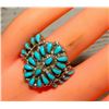 Image 5 : VTG Zuni Dishta Turquoise Cluster Ring Size 9 Sterling