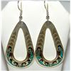 Image 2 : Navajo Charlie Singer Turquoise Coral Inlay Earrings