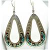 Image 3 : Navajo Charlie Singer Turquoise Coral Inlay Earrings