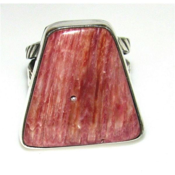 Native American Red Spiny Ring Sz 6 San Felipe Sterling