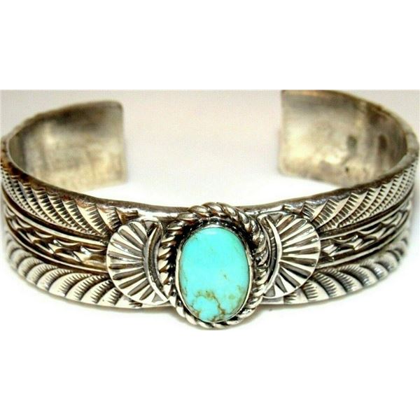 Navajo Royston Tufa Cast Sterling Cuff Bracelet Gary