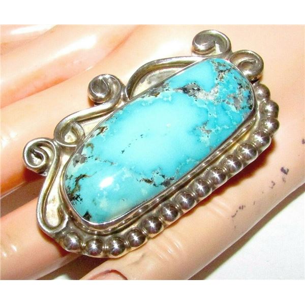 Huge Navajo Dry Creek TURQUOISE Adjustable Ring